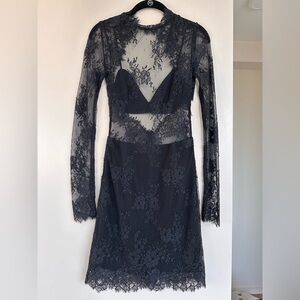 NBD Black lace open back dress
